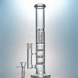 Triple peigne Percolateur Narguilé Bongs En Verre Huile Dab Rigs Cage À Oiseaux Perc Pipe À Eau 18mm Femelle Joint Rig Avec Bol Tuyaux