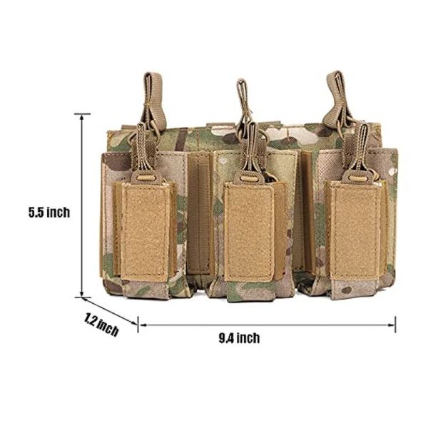 Triple magpo magpuche de rifle abierto bolsas mag y bolsas de la revista de pistola para m4 m16 ak molle mochila airsoft equipo militar