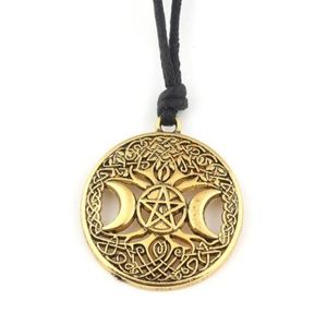 Triple Lune Déesse Wicca Pentagramme Amulette Magique Collier Vintage Argent Femmes Arbre de vie Lune Gothique Pendentif Colliers Pour hommes 6863588