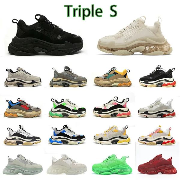 Triple S Beige Trainer Hommes Femmes Beige Sneaker Chunky Chaussures Fond Épais Papa Chaussure Casual Chaussures Baskets Boîte Inclus Baskets En Plein Air