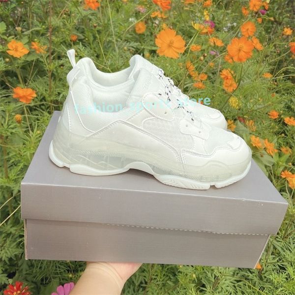 Triple S Clear Sole Casual Chores Chunky Men Femme Sneaker Grey Rainbow Turquoise Light Tan Beige Grey Fluo Hauteur Augmentation des Chaussures des hommes Vintage R6