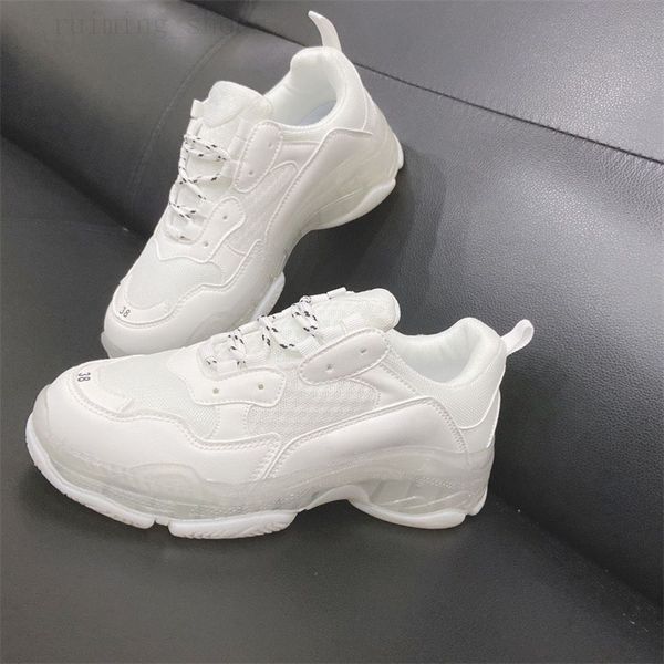 Triple S Clear Sole Casual Shoes Chunky Hombres Mujeres Sneaker Grey Rainbow Turquoise Light Tan Beige Grey Fluo Aumento de altura Vintage Mens Chaussures b2
