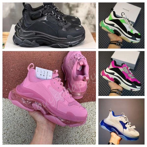 Triple S Clear Sole Men Women Designer Triple S Sneakers Casual Shoes Casual Platform Sneakers Chaussures Black Blanc Grey Grey Rose Rose Royal Royal Green