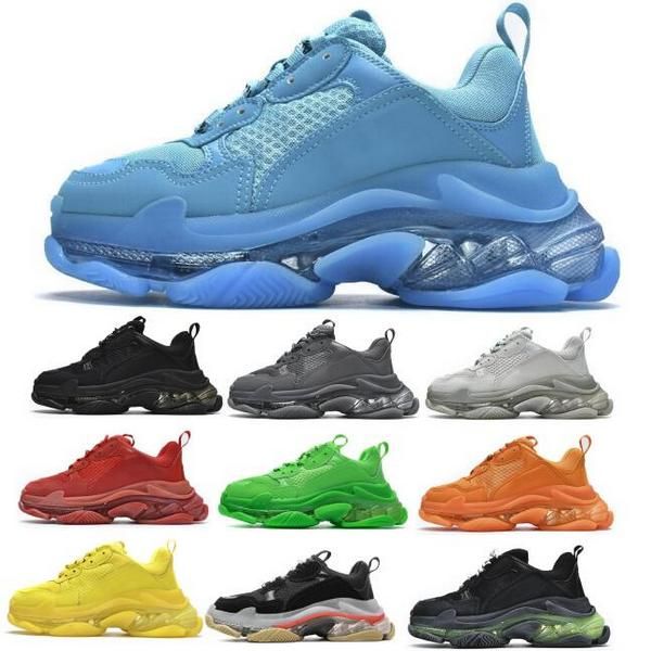 Chaussures de course de créateurs pour hommes Femmes Triple S baskets Fashion Néon Blue Clear Sole Turquoise Black Air Cushion 2024 MAN FEMME TRAPALER TRIPLE S TRIPLE-S