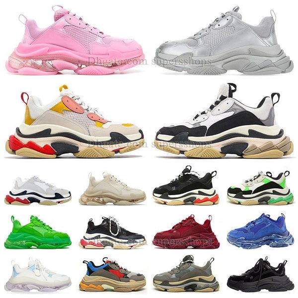 Triple S Designer Chaussures Hommes Femmes Old Dad Baskets Noir Blanc Néon Vert Rose Bleu Minuit Marine Vintage Beige Argent Gris Baskets Dhgates Formateurs