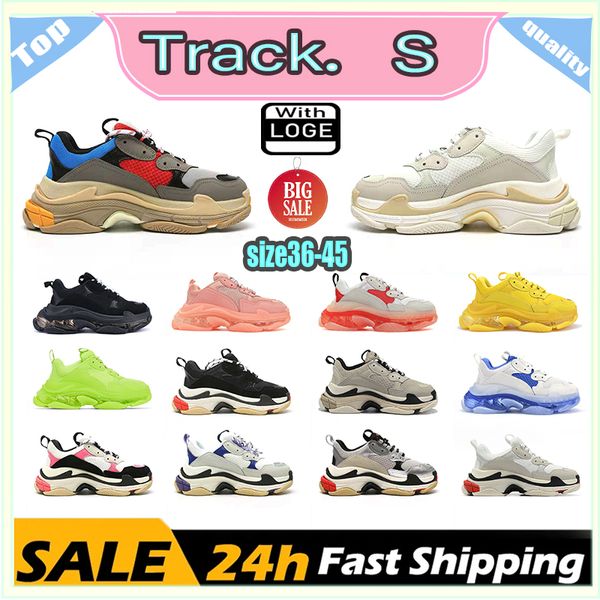 Triple S Diseñadores Crystal Bottom 17W Marca Zapatos casuales Mujeres para hombre Newests Papá Plataforma Lujo Blanco Azul París Plano Zapatillas de deporte multicolores Tamaño 36-45