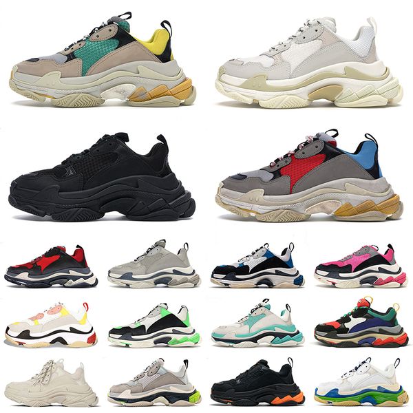 Triple S Luxurys Diseñadores Zapatos para correr Hombres Mujeres Entrenadores Triple Blanco Negro Gris Rojo Rosa Verde Triple-S Paris 17FW Zapatillas deportivas Calzado deportivo Tamaño exterior 36-45