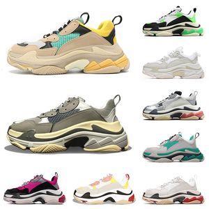 Triple S Mannen Dames Casual Luxe Schoenen Platform Designer Sneakers Cream Yellow Beige Triple Black White Chaussures Ladies Flat Trainers