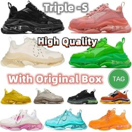 Triple S Men Dames Casual schoenen Luxe platform Sneakers Clear Sole Black Wit Beige Teal Blue Bred Red Pink Mens Trainers Jogging Walking Fashion