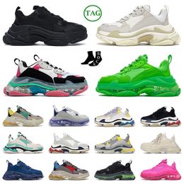 Triple S Hommes Femmes Designer Casual Chaussures Plateforme Baskets 17Fw Semelle Transparente Noir Blanc Gris Rouge Rose Bleu Royal Vert Dhgate Paris Baskets Hommes 36-45