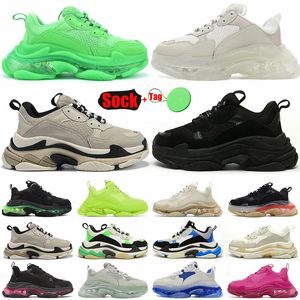 triple s heren dames designer casual schoenen platform sneakers transparante zool zwart wit grijs rood roze blauw Royal Neon Green heren trainers Tennis tripler