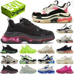 triple s heren dames designer schoenen vrijetijdsschoenen platform sneakers transparante zool zwart wit grijs rood roze blauw Royal Neon Green heren trainers Tennis