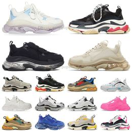 balencaigalies Triple S Heren Dames Old Dad Casual schoenen Clear Sole Bubble Crystal bottom heren Sneaker zwart rood Neon Groen Oranje Paars Vintage Beige Opa Trainer