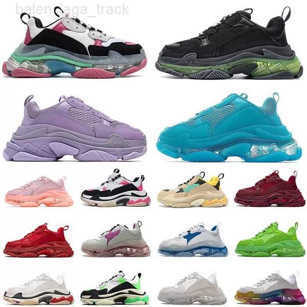 Triple S Men Femmes Triple S Clear Sole Sneaker Designer Dad Shoes 17fw Casual Running Shoes Air Cushion Bubble Bottom Sports Runner Sneakers