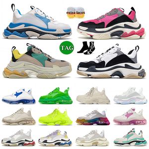 Triple S sneaker luxe designer casual schoenen heren dames zwart wit roze rood groen geel gefokt heren platform snelheidstrainers 36-45