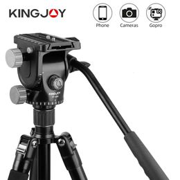 Statiefkoppen KINGJOY 360° panoramische kop aluminium hydraulische vloeistof video pan tilt voor tripode en monopod camerahouder standaard SLR DSLR 231006