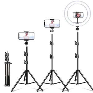 Trípodes 1/4 cabezal de tornillo universal trípode aluminio lámpara de selfie stand teléfono móvil video en vivo cámaras digitales fotografía anillo trípodes trípodes