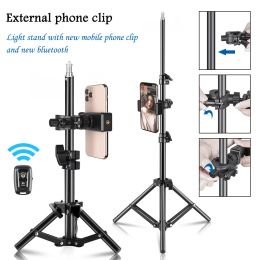 Tripods 100/150/100 cm fotografie Studio Verstelbare lichtstandaard draagbare statiefstandaard met telefoonclip Bluetooth voor Flash Photo Studio