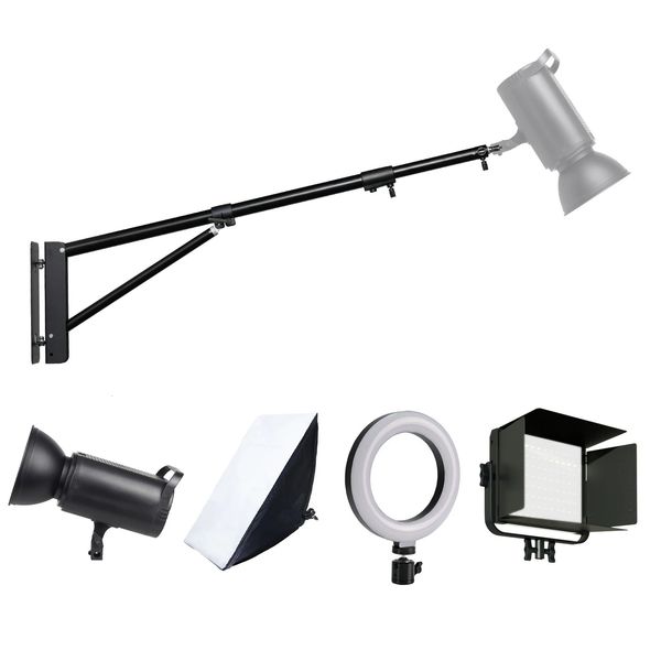 Trípodes 170 cm 135 cm Montaje en pared pesado Brazo de brazo Soporte de proyector para estudio de fotografía Softbox Video Luces de anillo estroboscópico 231206