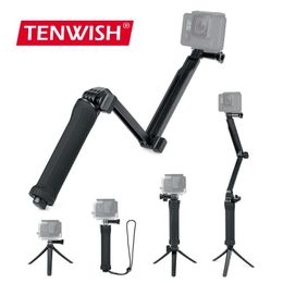 Statieven 3in1 Verstelbare Extension Arm Grip Statief Opvouwbare 3Way Selfie Stick 3Prong Montage voor GoPro Hero10 9 8 7 Yi Sport Cam