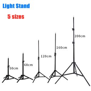 Trípodes 50/120/200cm Estudio de fotografía Photo de soporte de luz ajustable con 1/4 cabezal de tornillo para iluminación reflectante de paraguas de flash