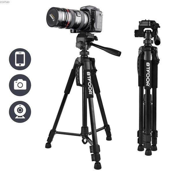 Trípodes 55 140 CM Trípode para cámara digital de viaje Soporte profesional de aluminio para teléfono alto con placas rápidas Cabezal panorámico para DSLR SLRL240115