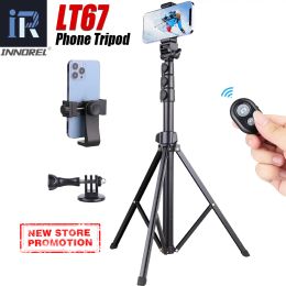 Trépieds 67 "Trépied de téléphone portable Stick Selfie Stick, Trépied à hauteur 4-section ajusté multifonction pour l'enregistrement vidéo en direct