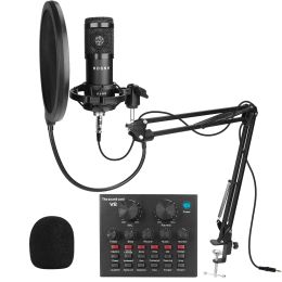 Trépieds 8pcs / set kit microphone BM 800 pour ordinateur 10 couleurs avec V8 Sound Card Professionnel Microfone Studio Microfono Condensador