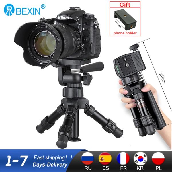 Trépieds BEXIN MS02 Portable Tripode Photography Travel Portable Compact Lightweight Mini Trépied Camera Stand avec tête pour la caméra iPhone