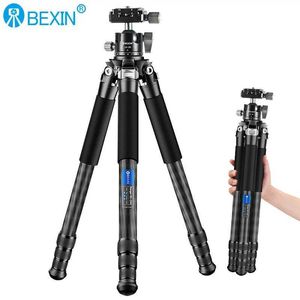 Statieven BEXIN Professionele robuuste DSLR Video Camcorder Telescoop Mobiele telefoonstandaard Lichtgewicht koolstofvezel Compact jachtstatiefL240115