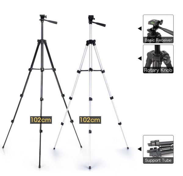 Trípodos Cámara Cámara Trípode con soporte de teléfono Foto ligera para teléfonos móviles Trípodes para luz de anillo para cámaras Estudio de video Sreaming