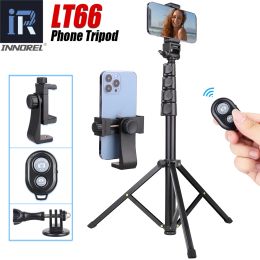 Trípods innorel lt66 teléfono celular selfie Selfie Stick con clip de teléfono, para la cámara de Android para iPhone para grabación de video/transmisión en vivo/vlogging