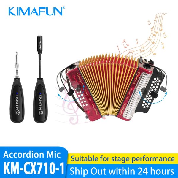 Trépieds kimafun 2.4g sans fil double accordéon microphone instrument de musique professionnel micro condenseur conçu pour l'accordéoniste, musicien