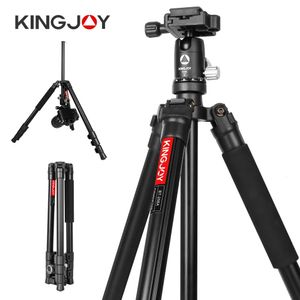 Statieven KINGJOY 61 inch camerastatief voor DSLR Draagbare aluminium reismobiel Pens met 360 graden panorama-balhoofd Quick Release 231006