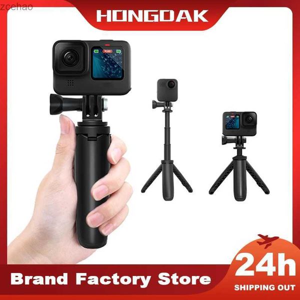 Trípodes Mini retráctil Selfie Stick Trípode portátil plegable para Go Pro Hero11 10 9 Black Session Osmo Insta Action Camera Vlog StandL240115
