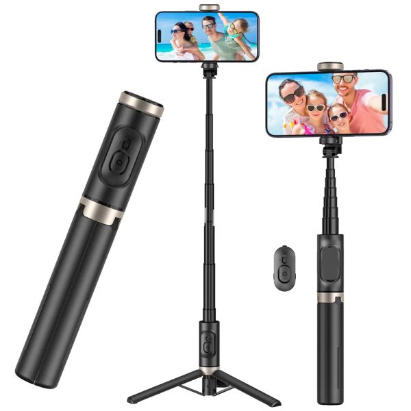 Trépieds nouveaux 73cm en aluminium selfie trépied prolonger le trépied stand avec télécommande pour iPhone Android Phone Selfie Video enregistrement Vlog