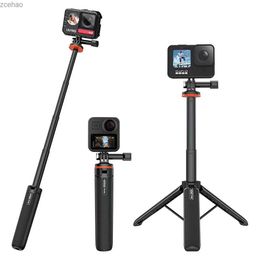 Trépieds Nouveau trépied de bâton de Selfie extensible en aluminium, Mini trépied Vlog Portable pour Hero 12 11 10 9 8 7 6 Osmo Action Insta 360 One R X3L240115