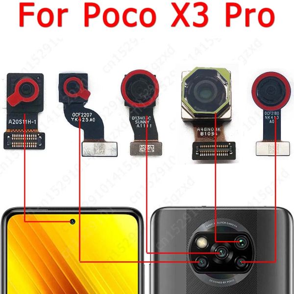 Trípodes Cámara frontal trasera original para Xiaomi Mi Poco X3 Pro Selfie Frontal Trasera Módulo de cámara trasera Reparación flexible Piezas de repuesto