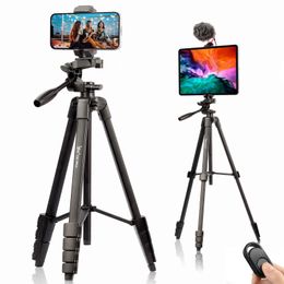 Trépieds Trépied de téléphone 167 cm support de photographie de caméra d'enregistrement vidéo professionnel avec sac de transport à distance pour iPad Pro 129 "tablette Webcam 231006