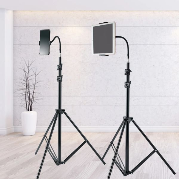 Trípodes portátiles 170 cm Selfie Foto Selfie Photo Soporte con tubo flexible para iPad Air Mini Galaxy Tab Lámpara de foto móvil