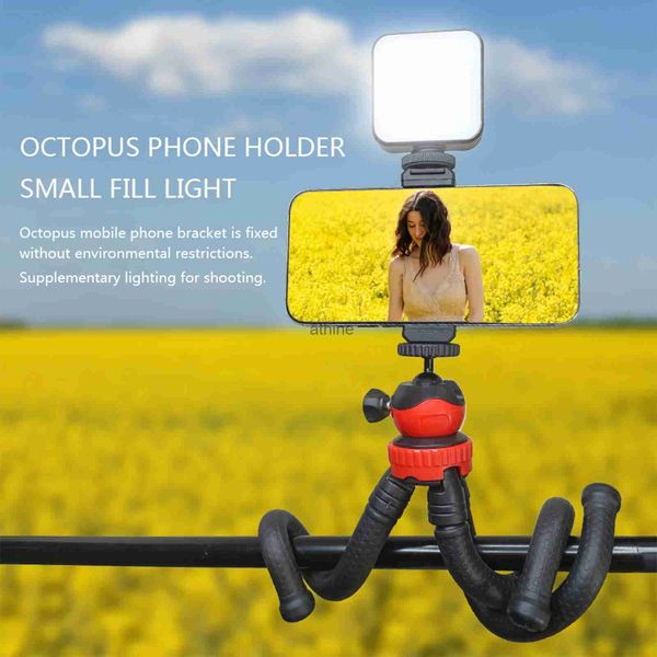 Trépieds Support de trépied de téléphone Portable de trépied Flexible portatif de trépied avec le MIni bâton de Selfie de contrôle de lumière de remplissage vidéo pour l'appareil-photo de téléphone YQ240110