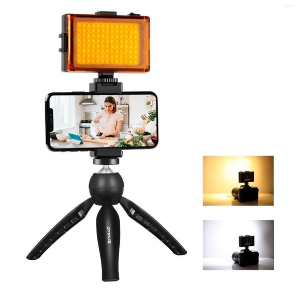Trépieds Pulluz Mobile Phone Mobile Streaming Video Set Vlogging Kit avec microphone Desktop Trépied Fill Light pour l'enregistrement