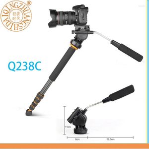 Trépieds QZSD Q238C Monopode Pographique Vidéo et caméra lourde multifonctionnelle pour caméras Poteaux en fibre de carbone