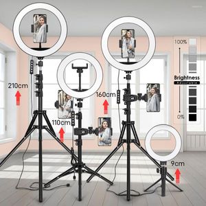 Tripods Tripod With LED Ring Light For Phone Camera Stand Selfie Pography Lamp Color Po Studio YouTube Live