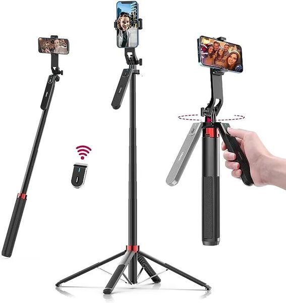 Trípodes Ulanzi MA09 18M Selfie Stick Trípode 11 12 13 14 15 Pro Max Teléfono con control remoto Panorámico Soporte de cabeza de bola 231018