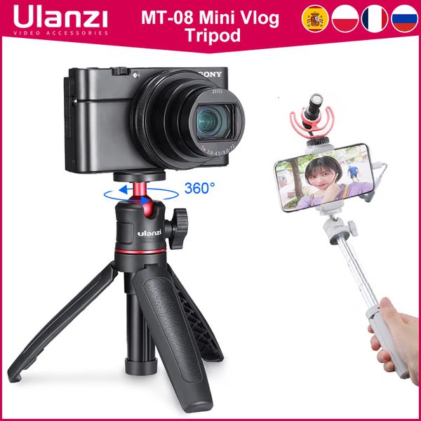 Trépieds Ulanzi MT-08 DSLR SLR téléphone Vlog trépied KIT chaussure froide support de téléphone pour Microphone lumière LED Mini trépied 230904