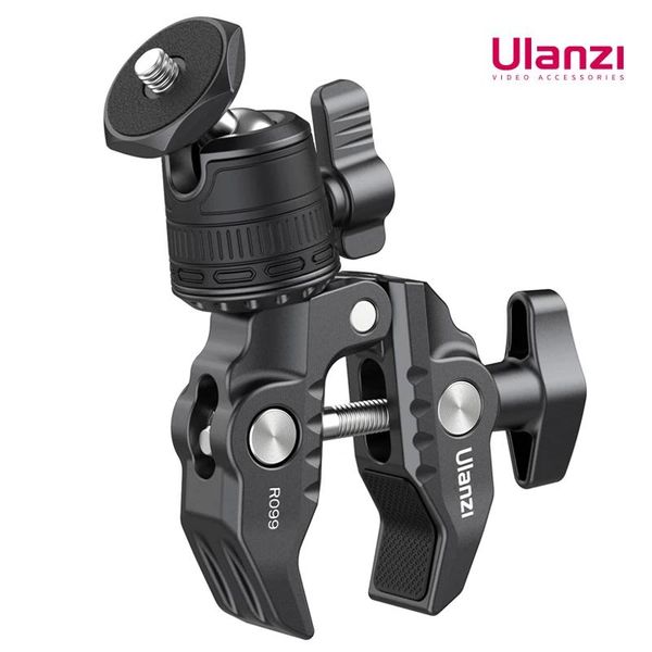 Trépieds Ulanzi R099 Super pince avec Mini rotule à 360 ° support de serrage à dégagement rapide support de trépied 1/4 pince à vis pour appareil photo reflex numérique Gopro