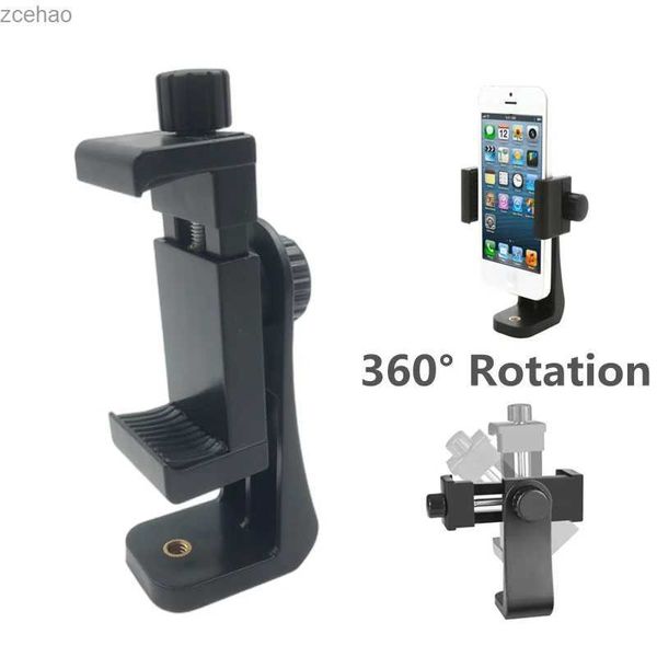 Trépieds Adaptateur de trépied universel Téléphone cellulaire Clipper Holder Vertical 360 Rotation Trépied Stand pour iPhone Samsung Redmil240115