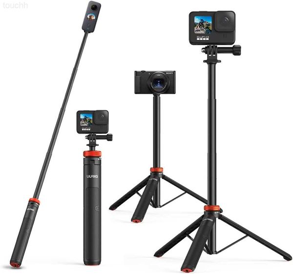 Trépieds Perche à selfie télescopique UURig avec poignée étanche adaptée aux caméras de sport Fusion Max Session AKASO SJCAM L230912
