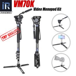 TRIPODS VM70K Professionele video Monopod Kit UNIPOD met vloeibare hoofdreisstatiefstandaard voor DSLR -camera Telescopische camcorders GoPro
